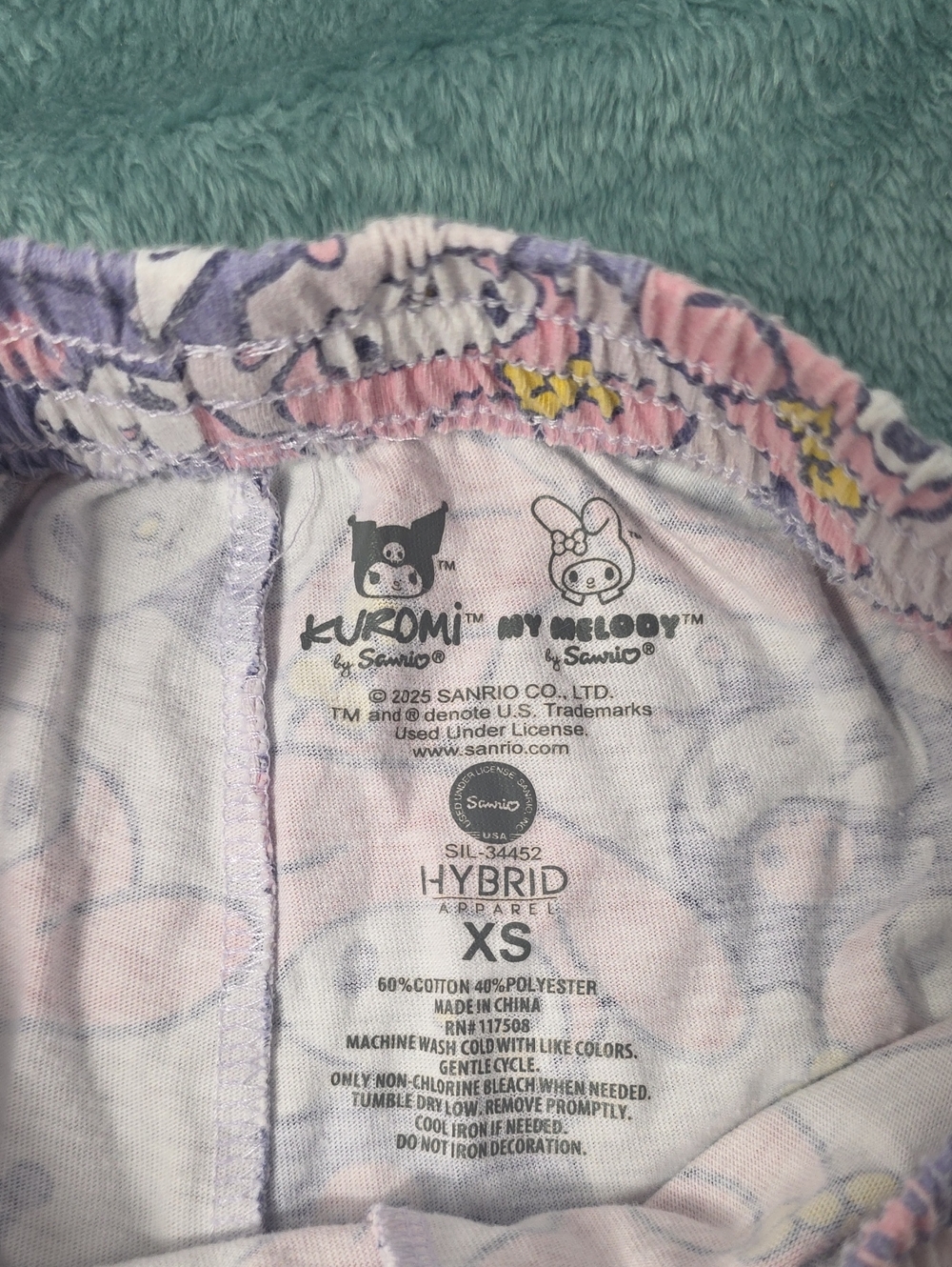 Sanrio Kuromi & My Melody Pastel Pink and Lavender Lounge Shorts - Picture 2 of 3